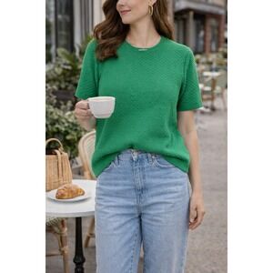Alfred Dunner Green Knit Short Sleeve Sweater | Vintage Americana Top